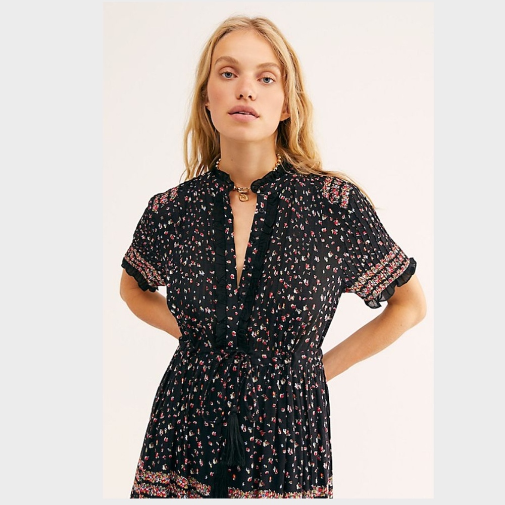 Free People Rare Feeling Maxi Dress Black Floral